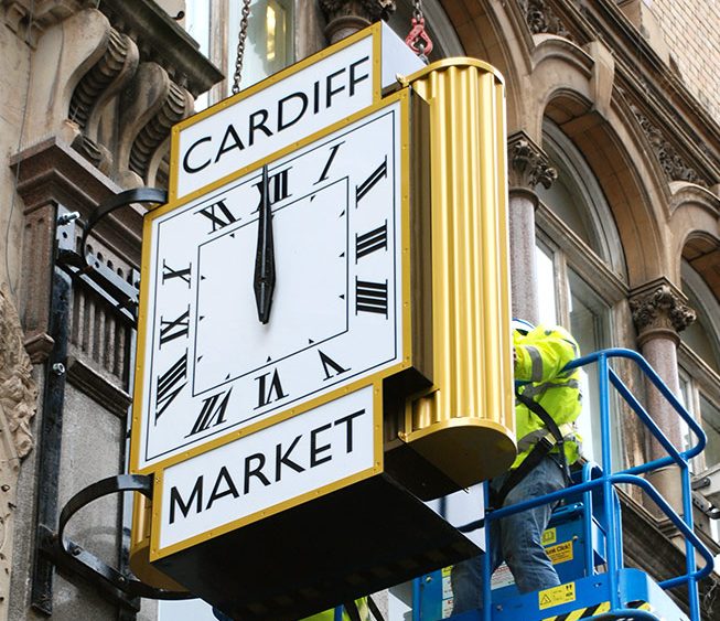 The new clock at Cardiff Central Market
